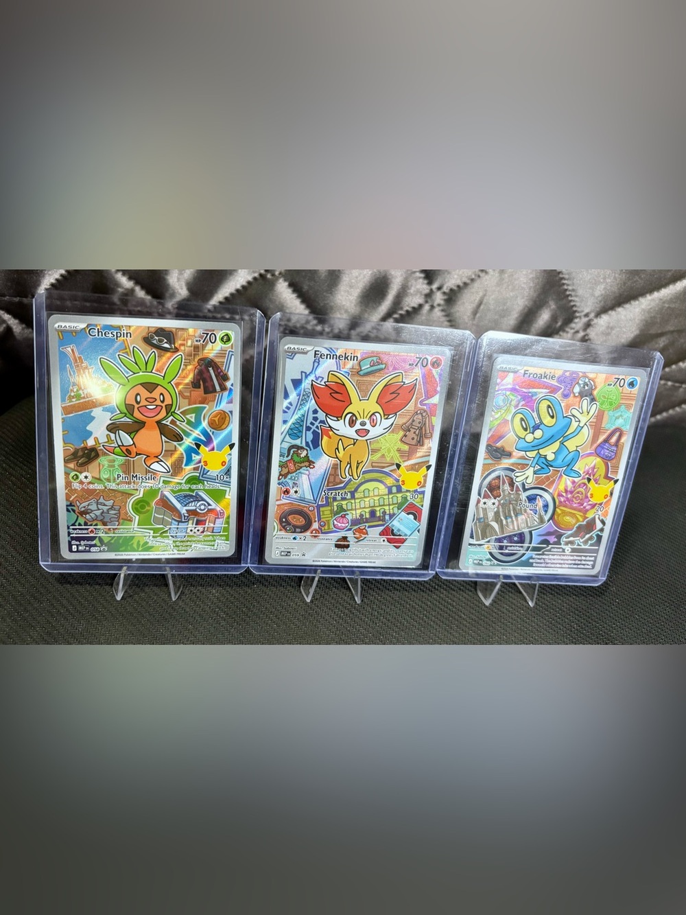Pokemon Series 3 First Partner Illustration Set Kalos Froakie Chespin Fennekin